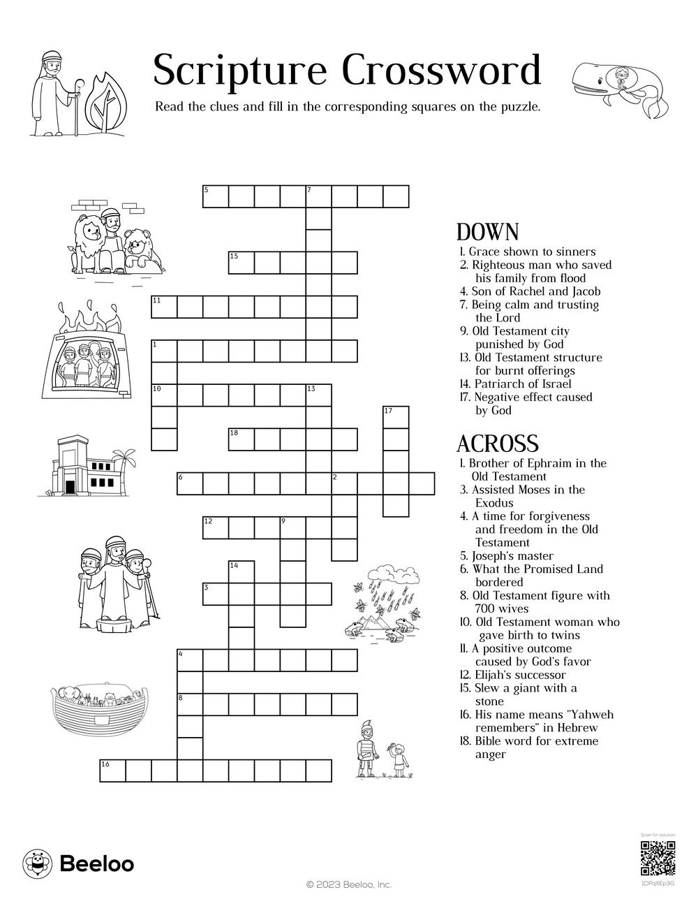 Old Testament themed Crossword Puzzles Beeloo Printable Crafts 