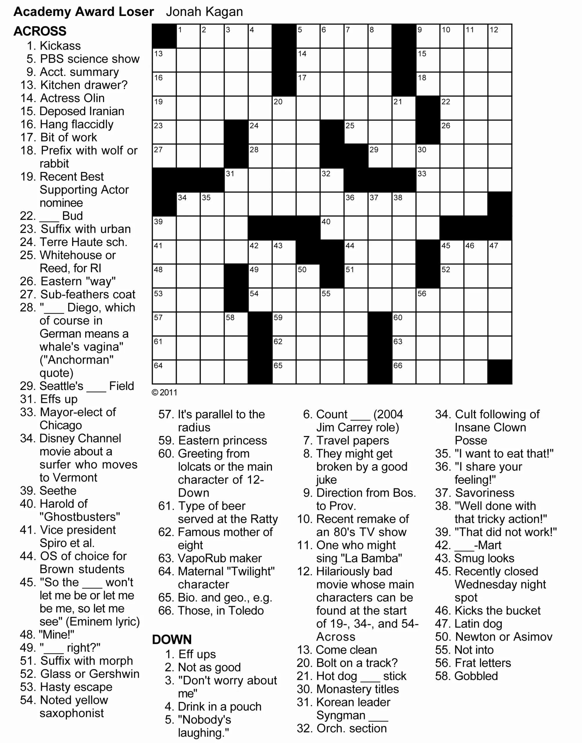 Crossword Puzzles Printable Adults