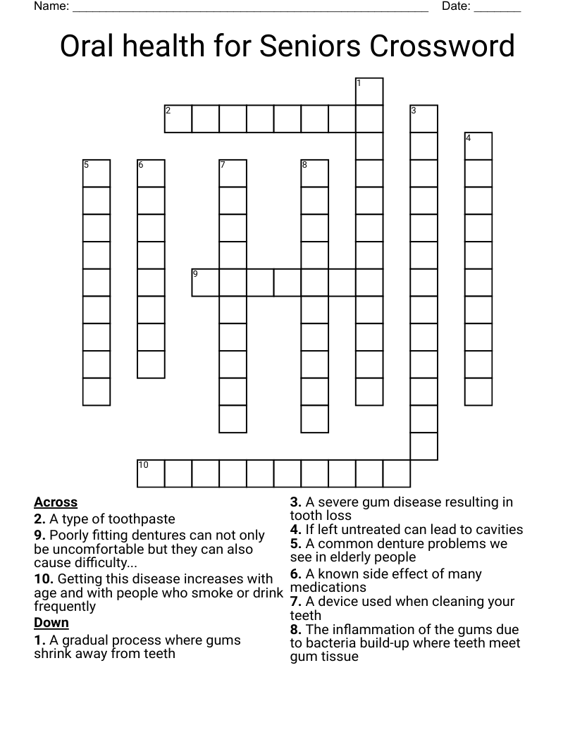 Seniors Crossword Puzzles Printable