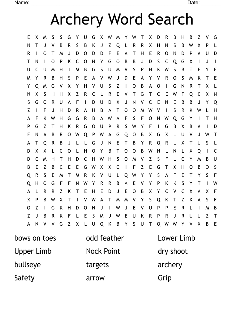 Bowhunting And Outdoor Crossword Puzzles Printable