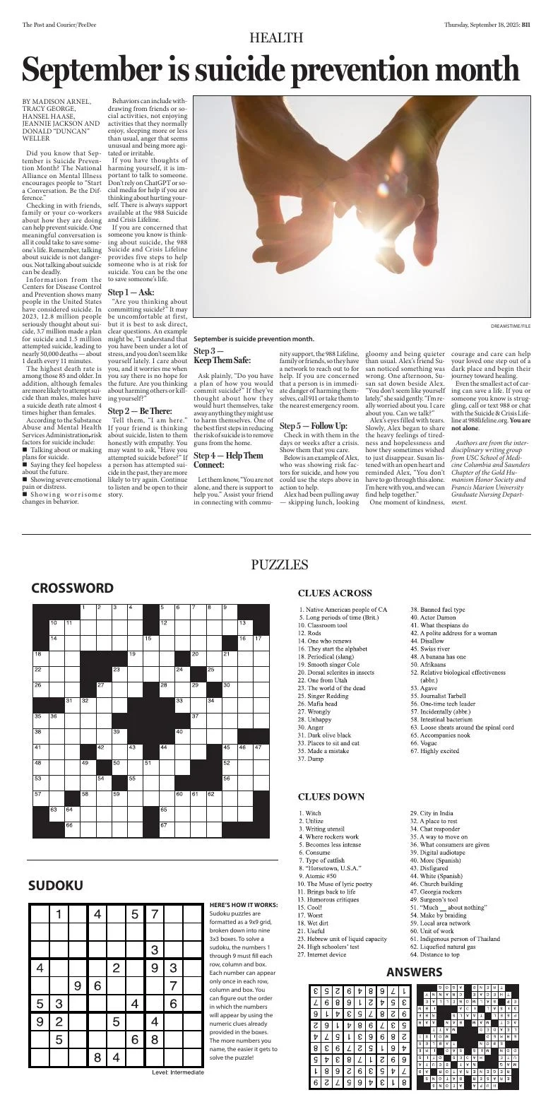 Printable Crossword Puzzles Courior Post