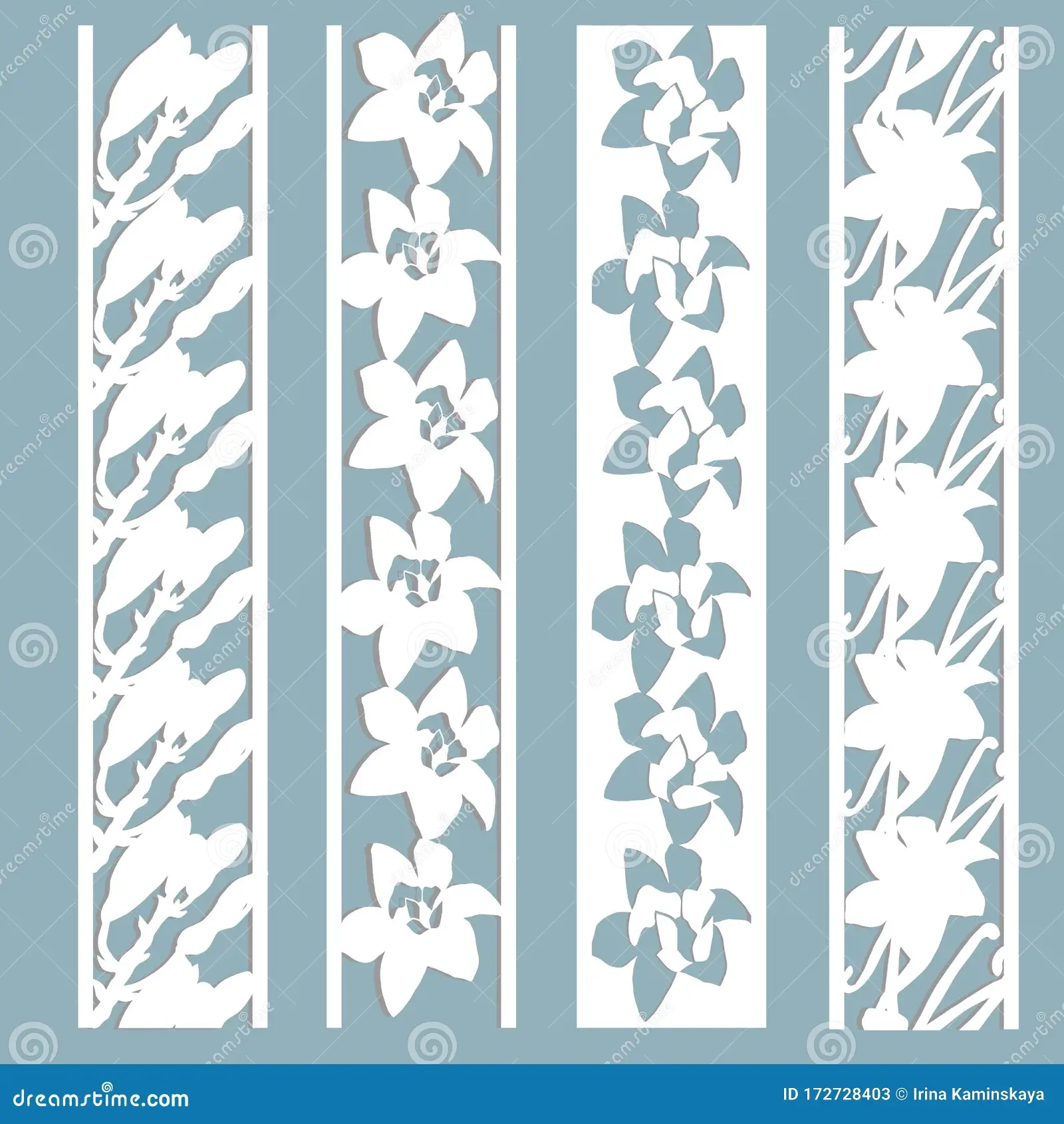 Panels With A Pattern Of Leaves And Flowers Cut Out Of Paper A Set Of Bookmark Templates Stock Vector Illustration Of Carved Embossing 172728403