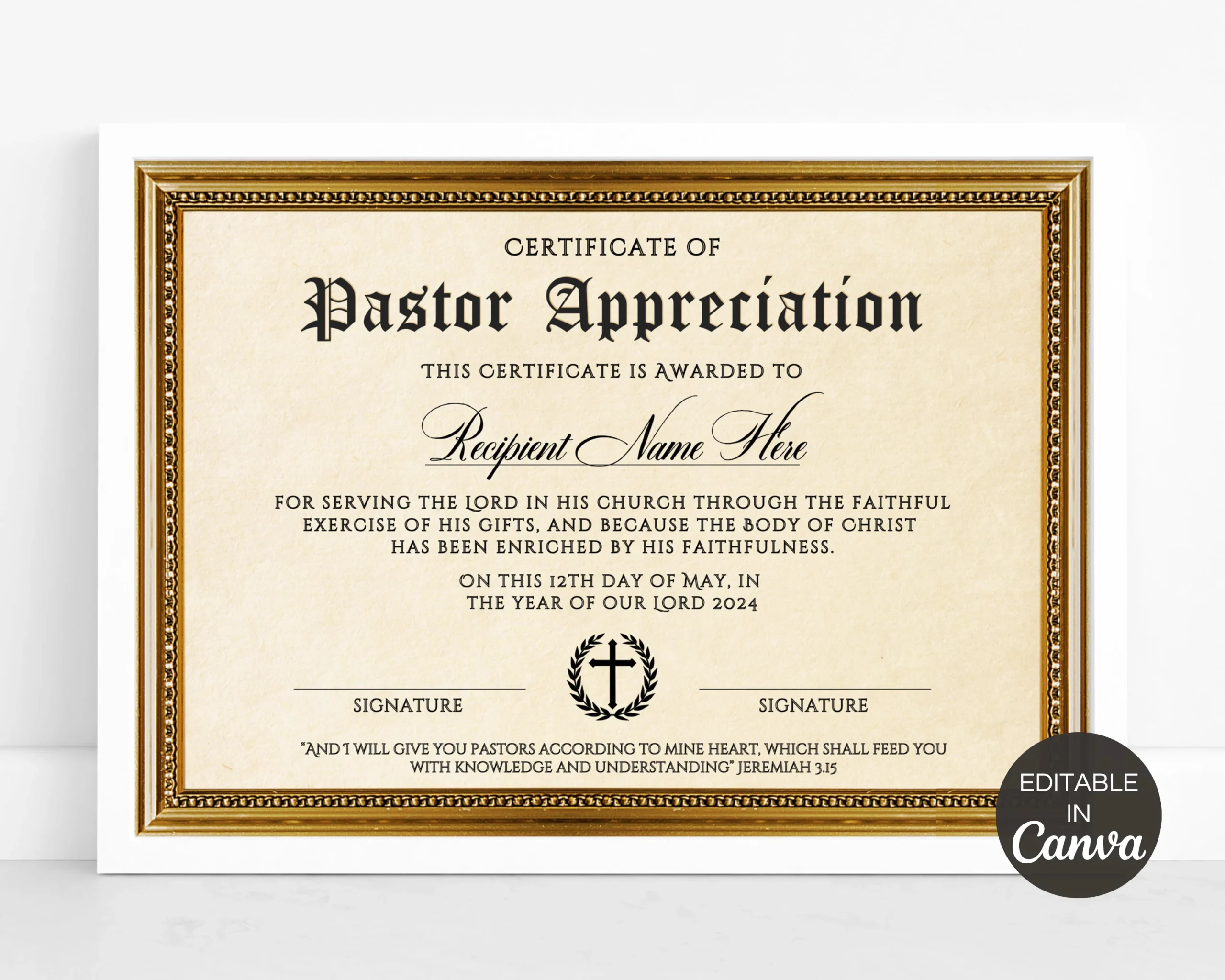Printable Preacher Certificate Design For Appreciation