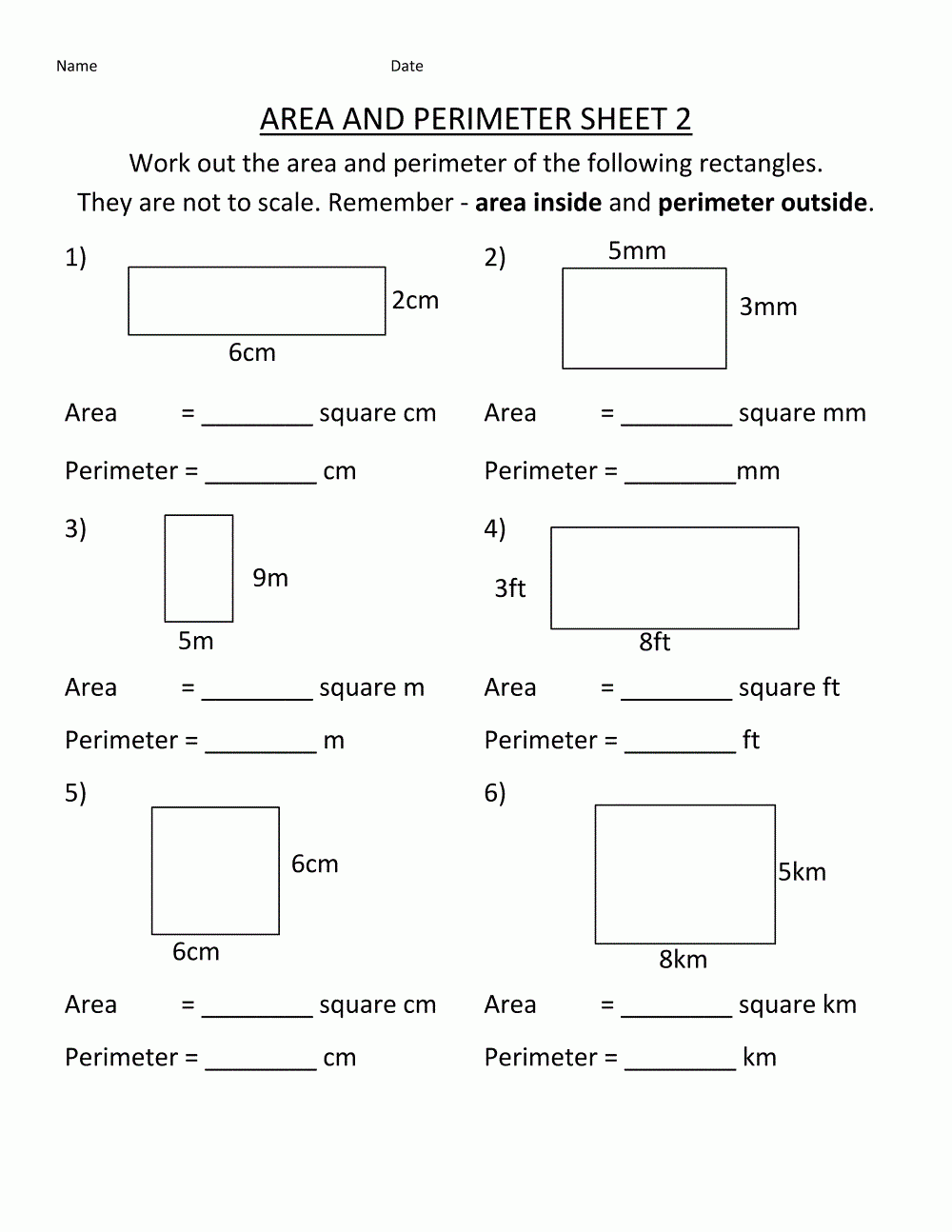 Free Printable Perimeter Worksheets