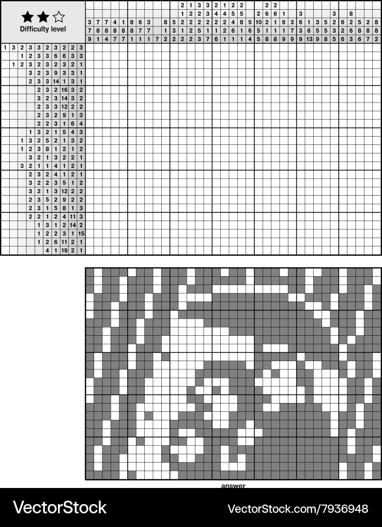 Picture Logic Puzzles Japanese Crossword Vector Image