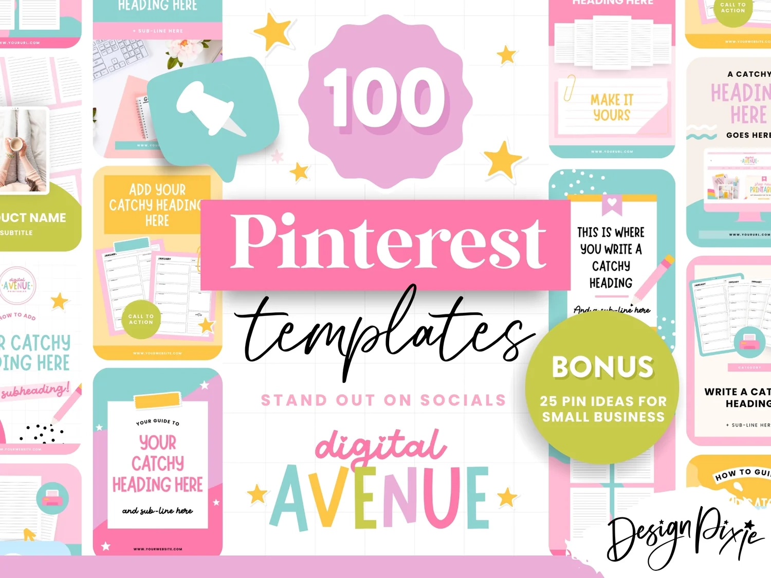 Pinterest Templates For Digital Products Canva Editable Designs Design Pixie