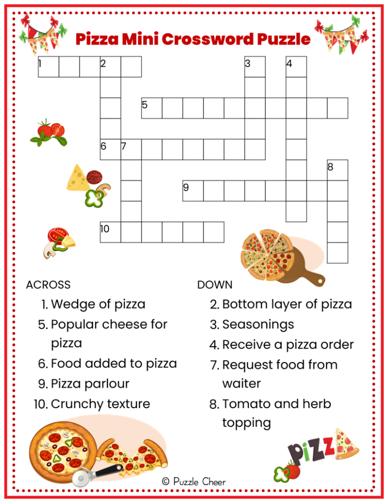 Printable Crossword Puzzles Food