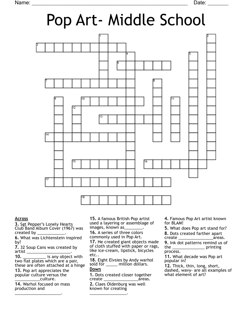 Pop Culture Crossword Puzzles Printable