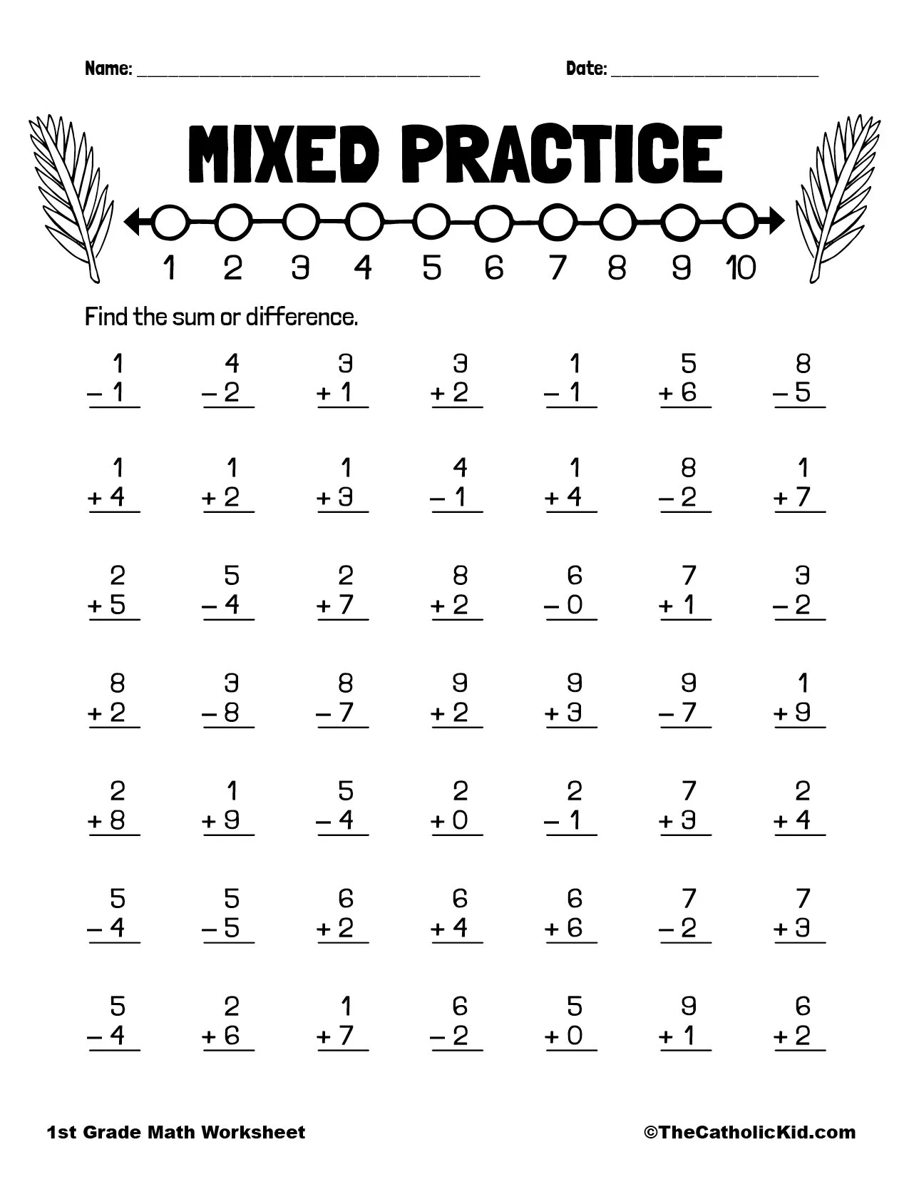 Adding And Subtracting Printable Worksheets