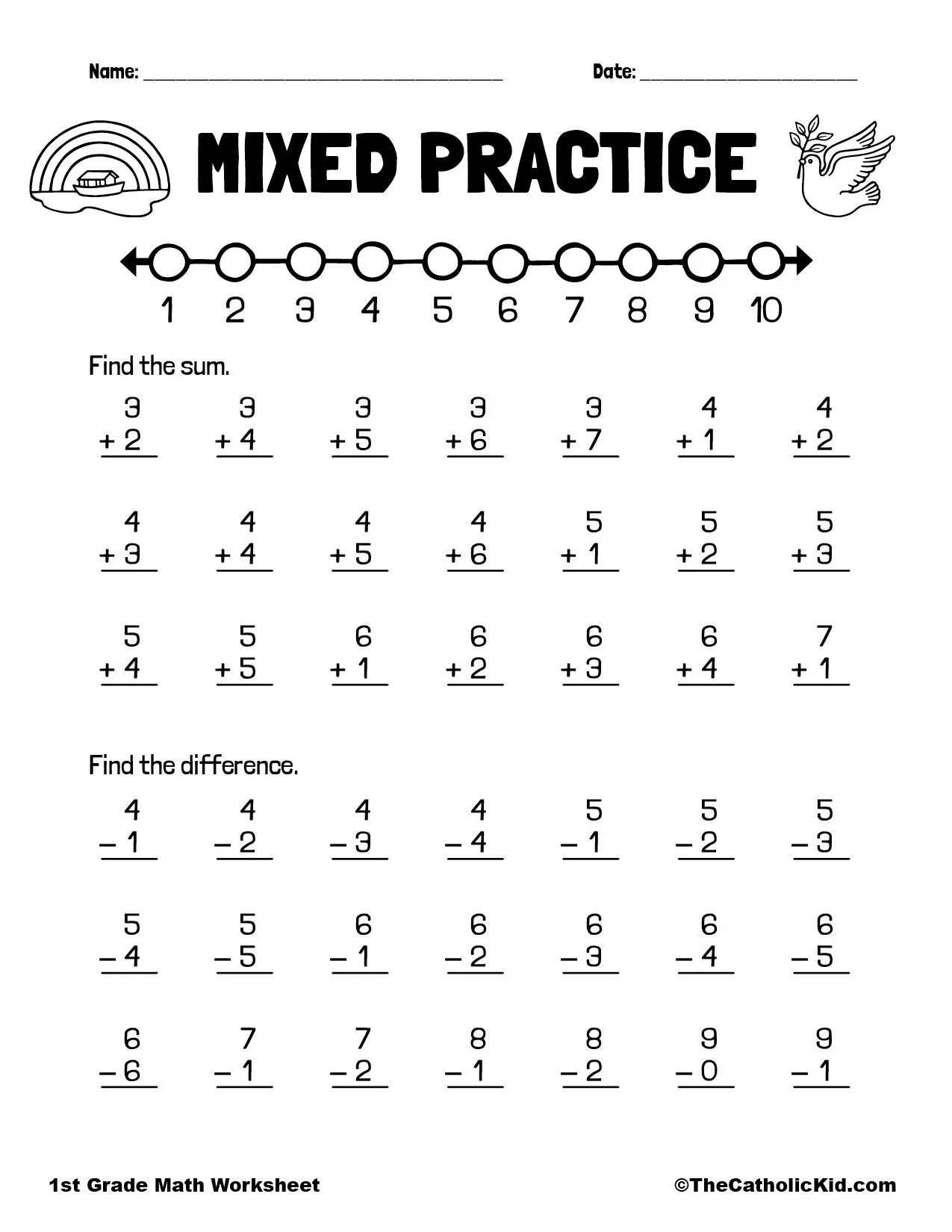 Practice Addition amp Subtraction 1st Grade Math Worksheet 