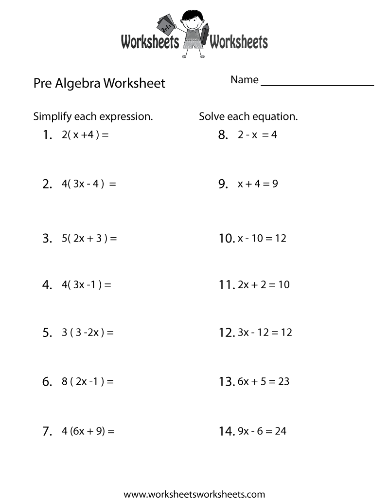 Pre Algebra Review Worksheet Practice Problems amp Exercises