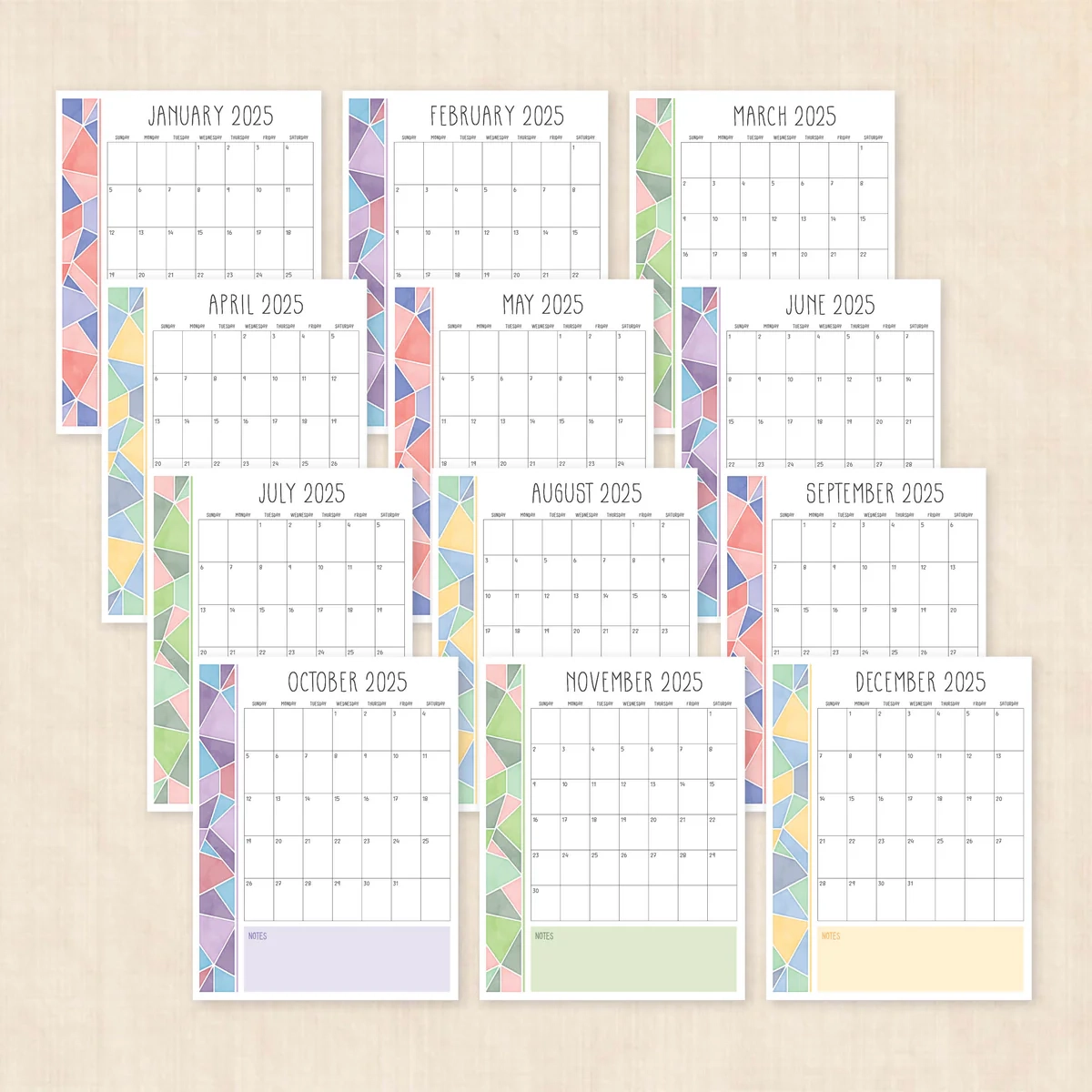 Printable 2025 Calendar Midsummer Mosaic