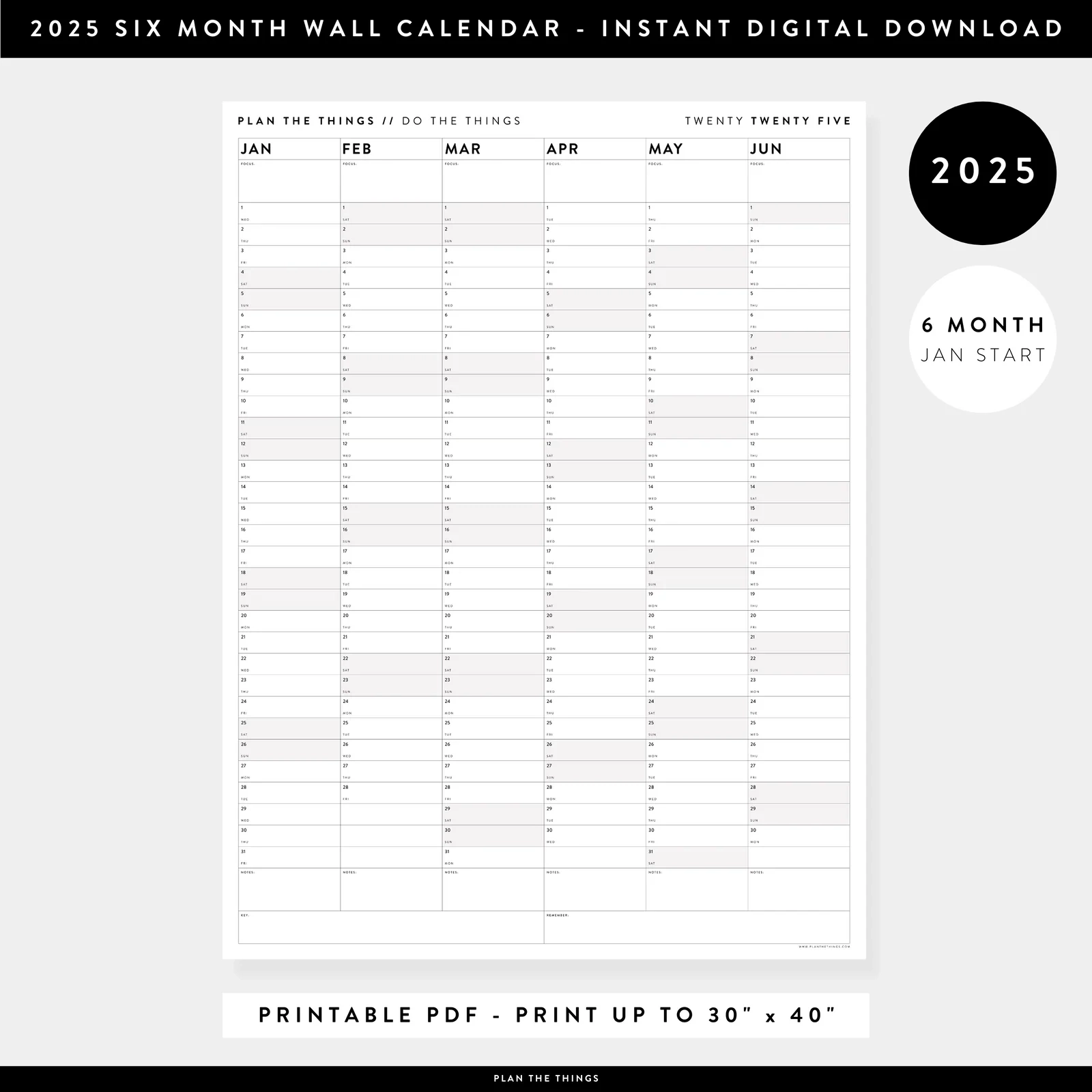 Printable Blank Monthly 2025 Calendars