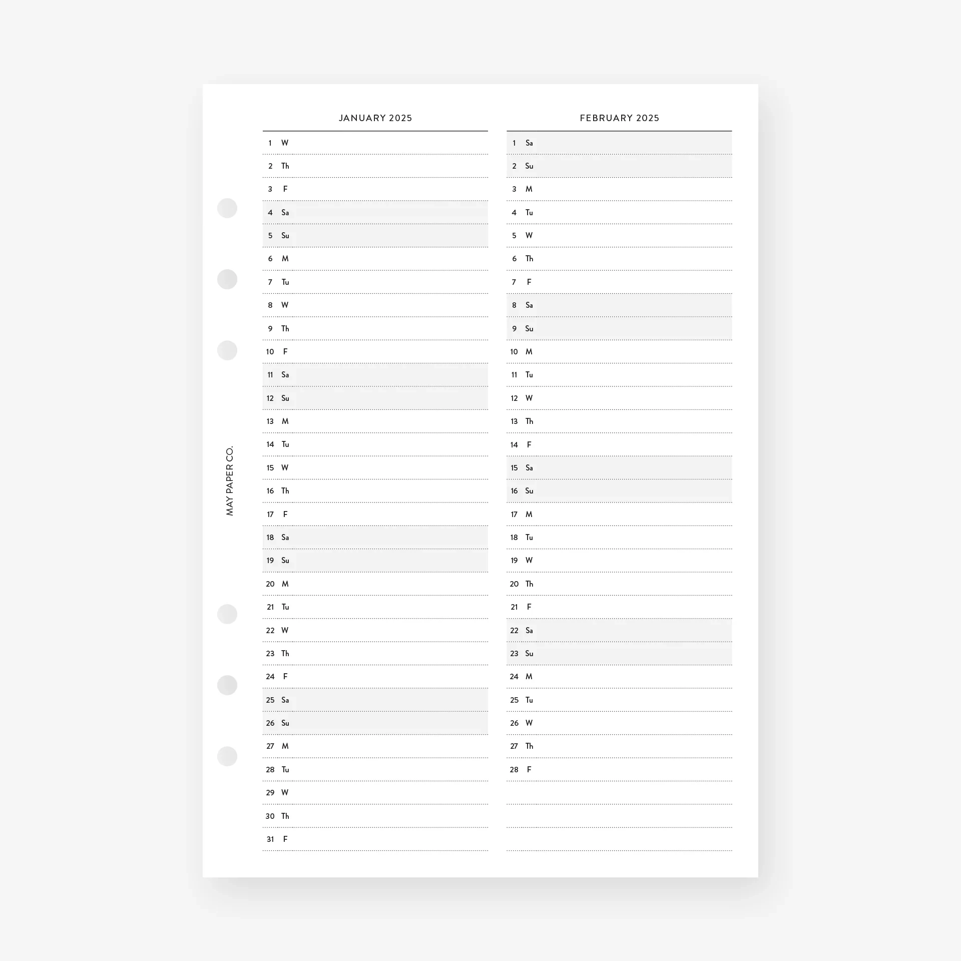 PRINTABLE 2025 Vertical Monthly Overview MAY PAPER CO 