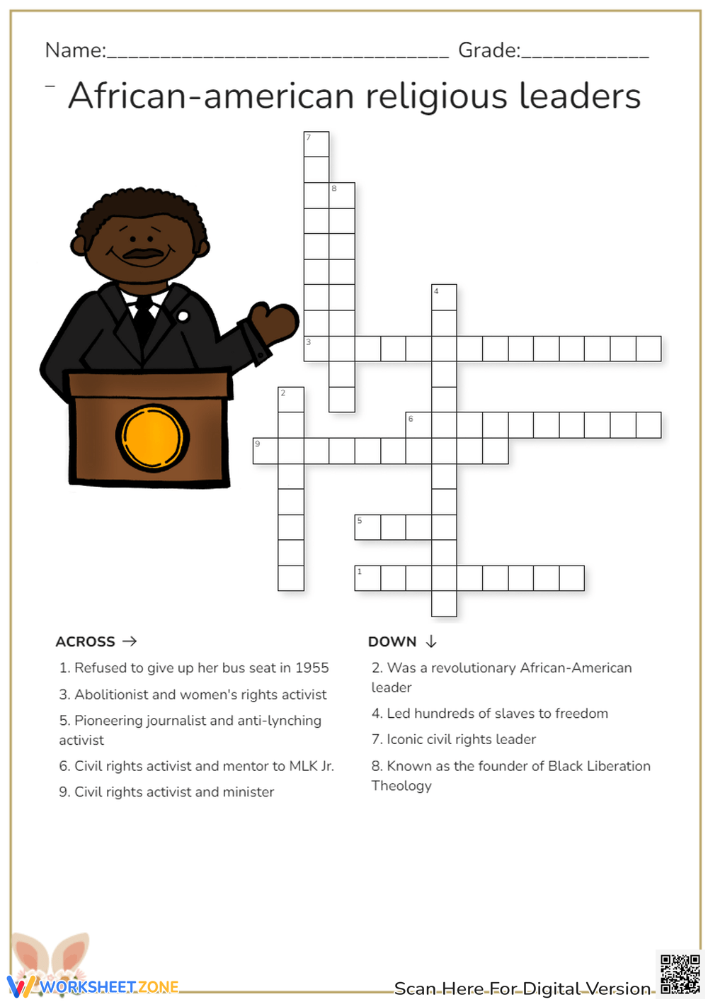 Free Black History Crossword Puzzles Printable