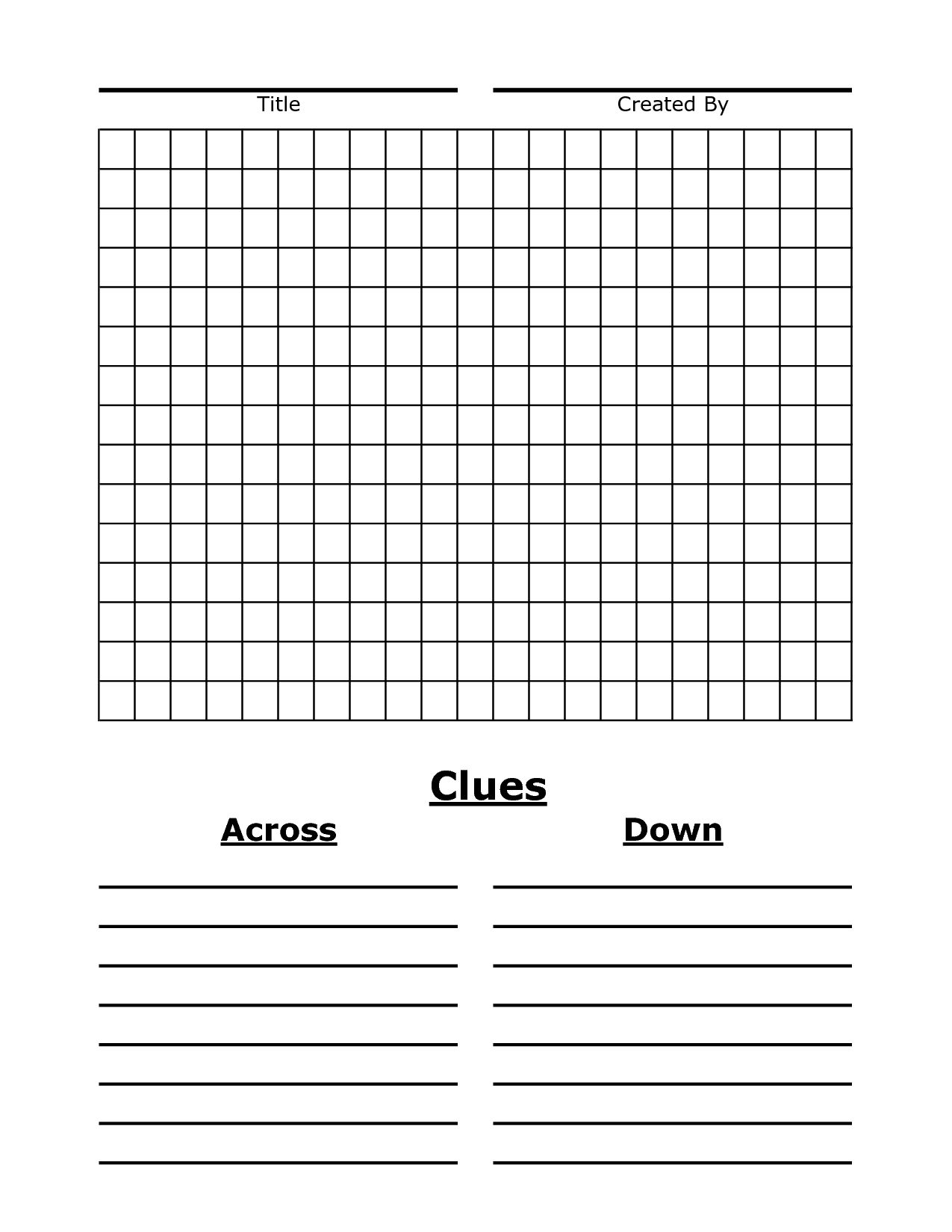 Printable Crossword Puzzles Template