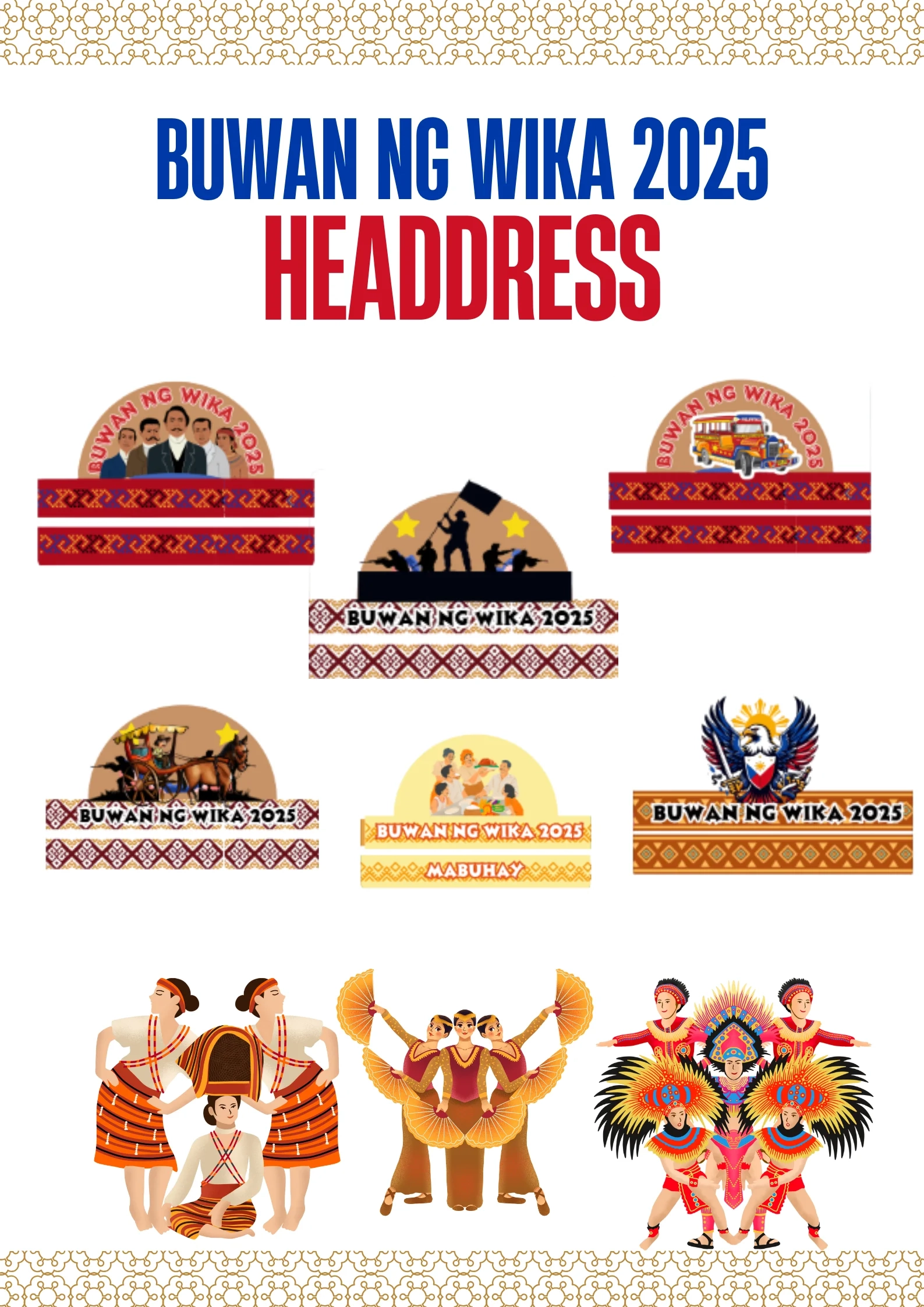 Printable Buwan Ng Wika Headdress Filipino Costume DIY Cultural Headpiece Kaguro Ph