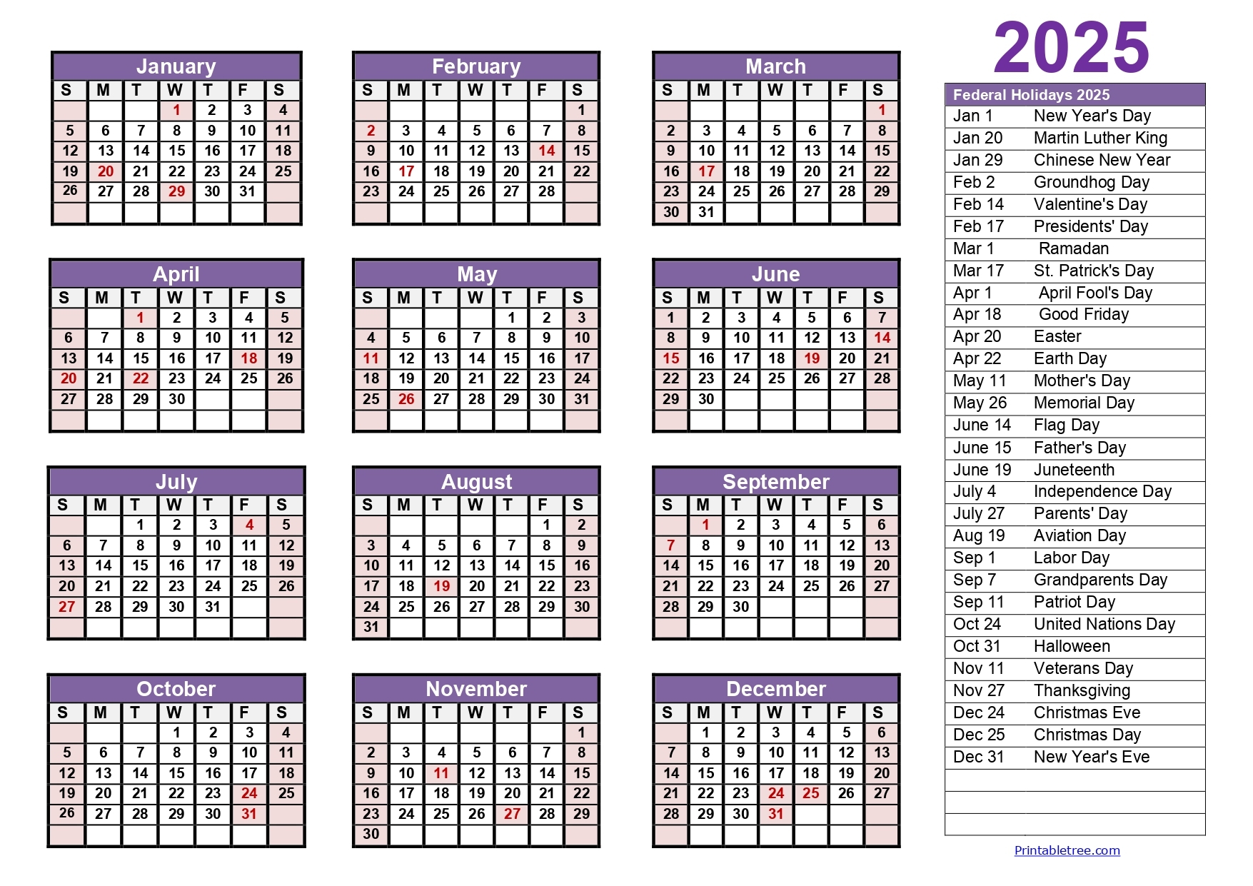 Blank 2025 Calendar Printable Free Download