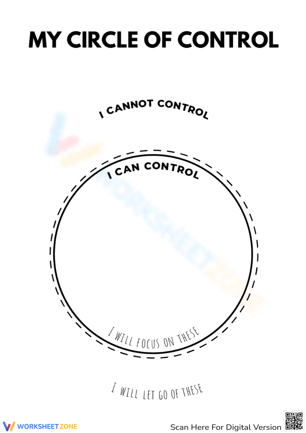 Circle Of Control Worksheet Free Printable