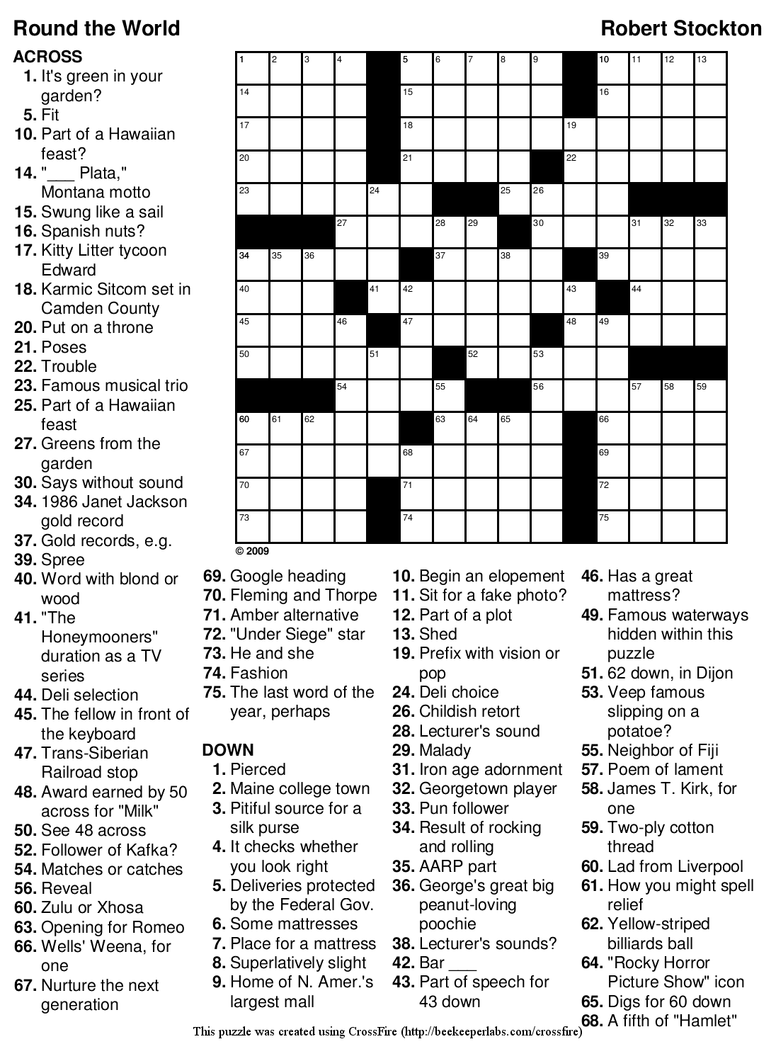 World Crossword Puzzles Printable