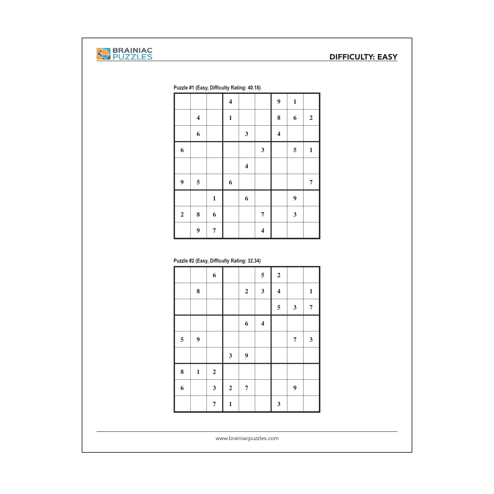 Sudoku Puzzles Printables