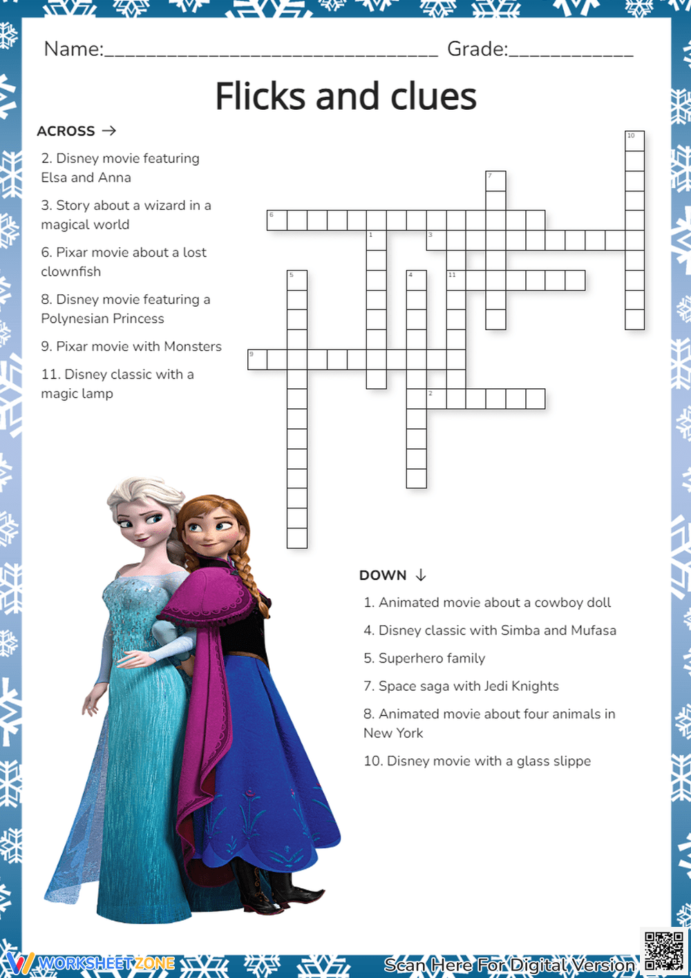 Disney Movie Crossword Puzzles Printable