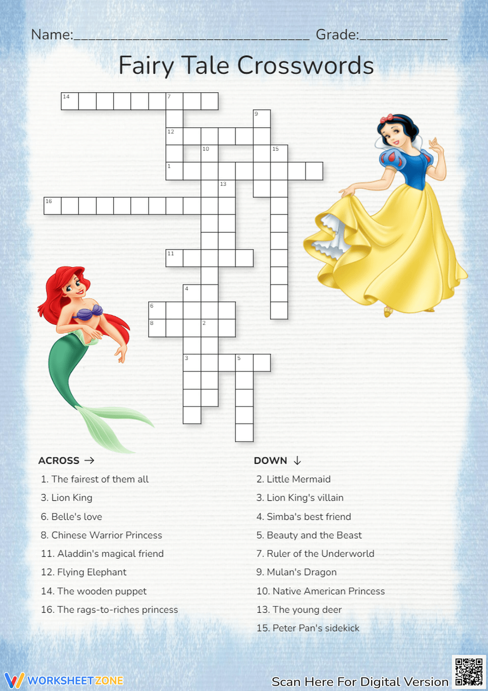 Disney Crossword Puzzles Printable Kids