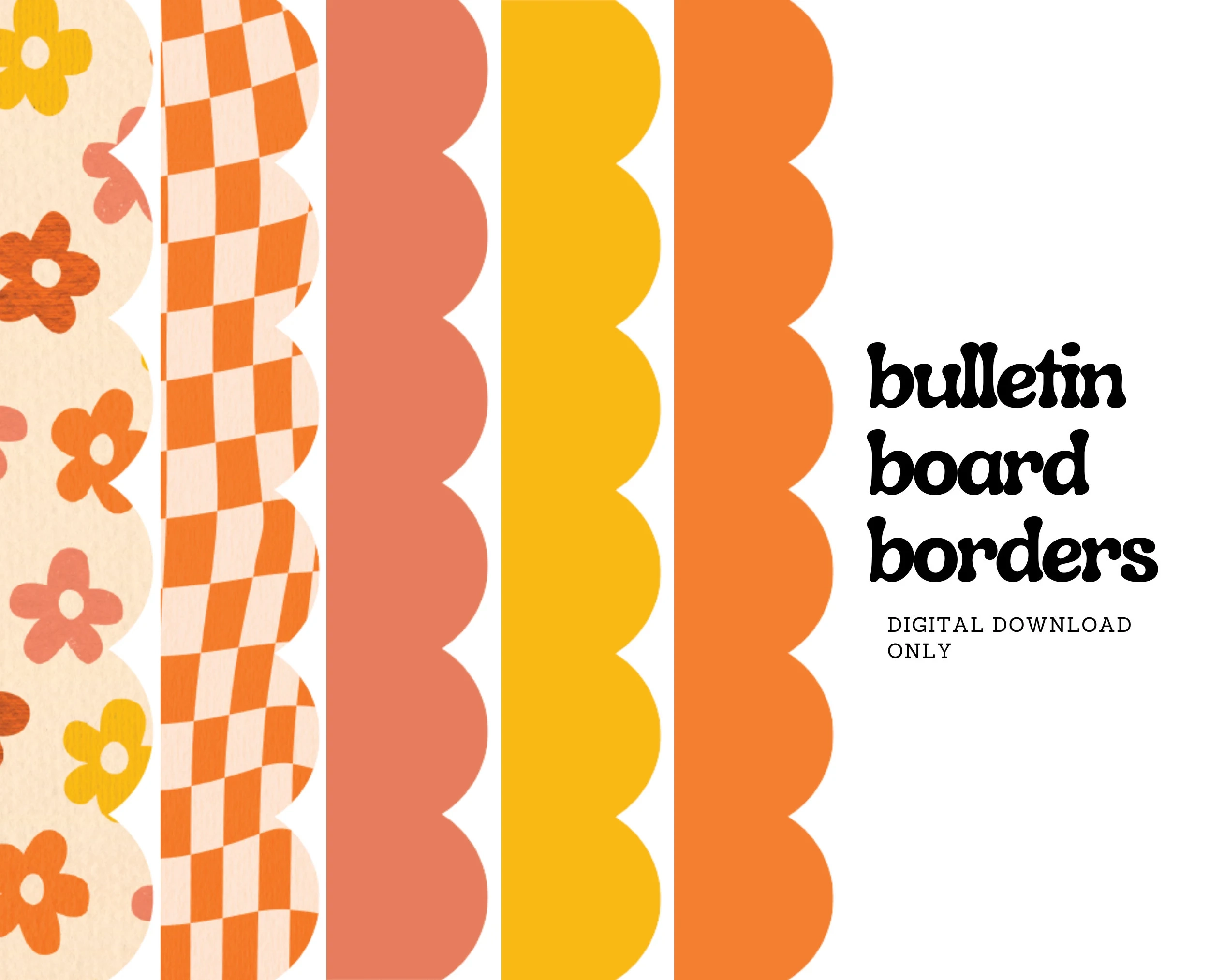 Printable Groovy Borders bulletin Board 5 Designs Included Groovy Bulletin Board Back To School Borders Etsy UK