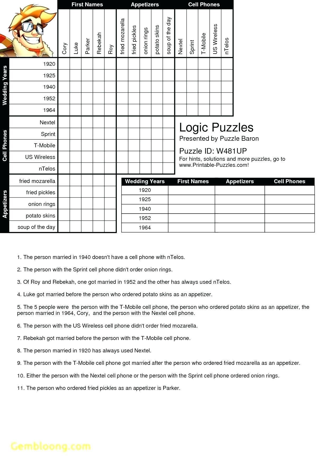 Visual Logic Puzzles Crossword Printable