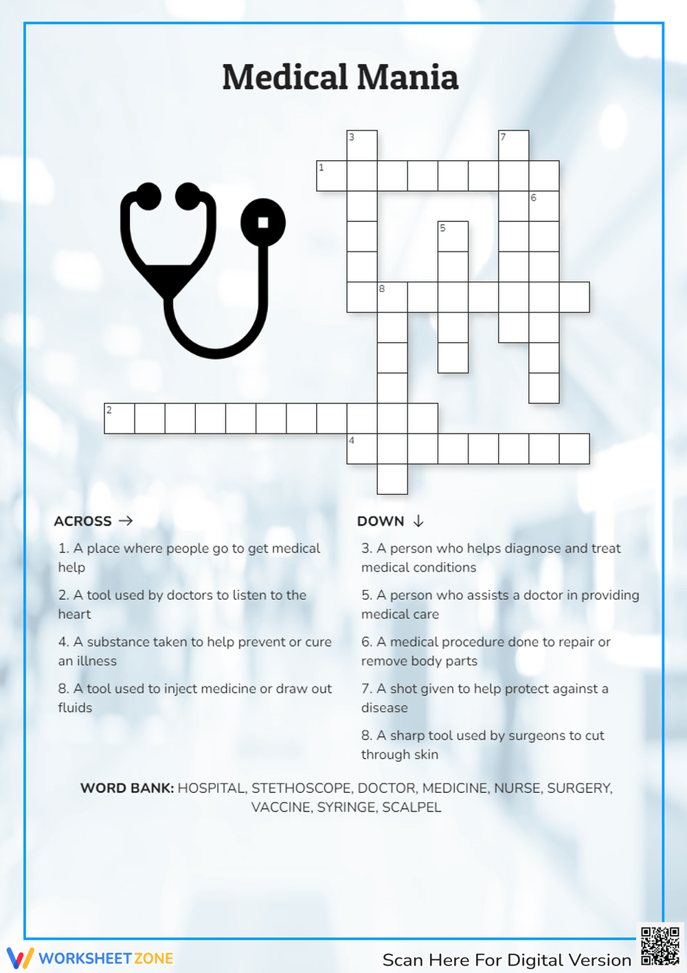 Medical Crossword Puzzles Printable