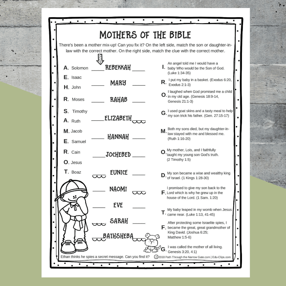 Free Printable Bible Worksheets For Kids