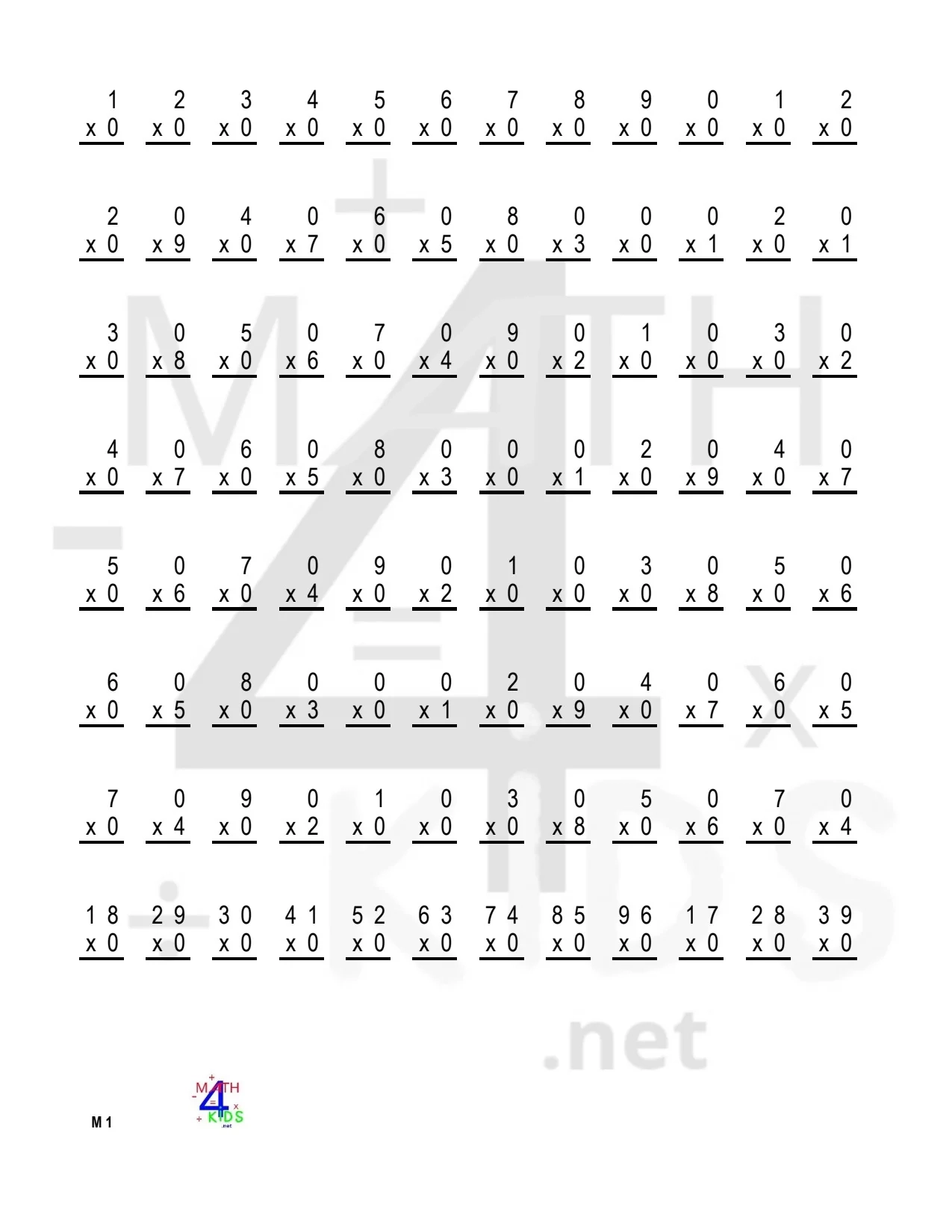Free Printable Worksheets Multiplication