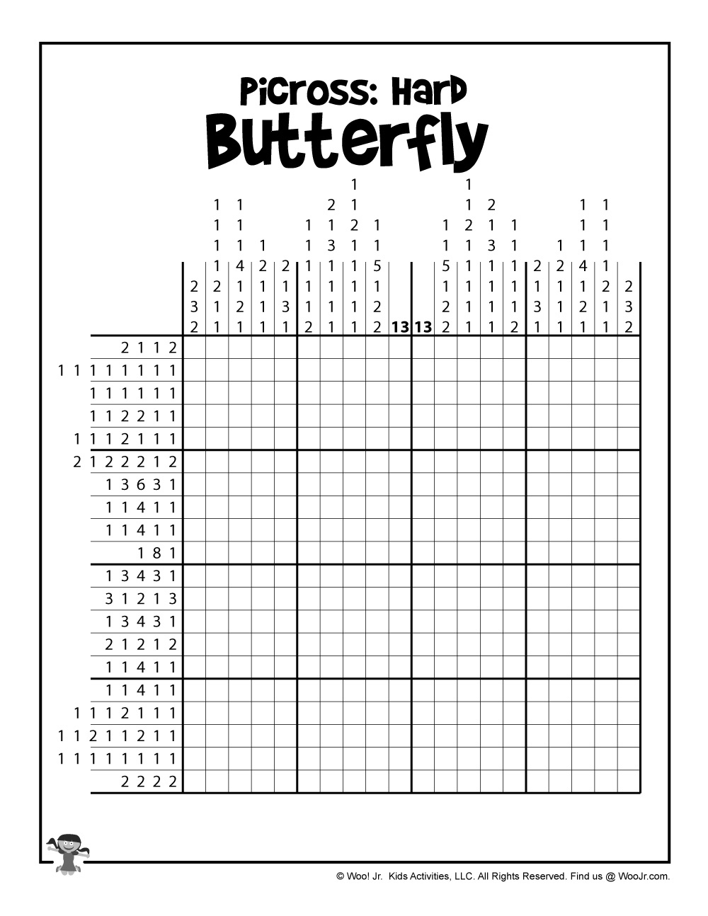 Printable Picross Grid Puzzles Woo Jr Kids Activities 