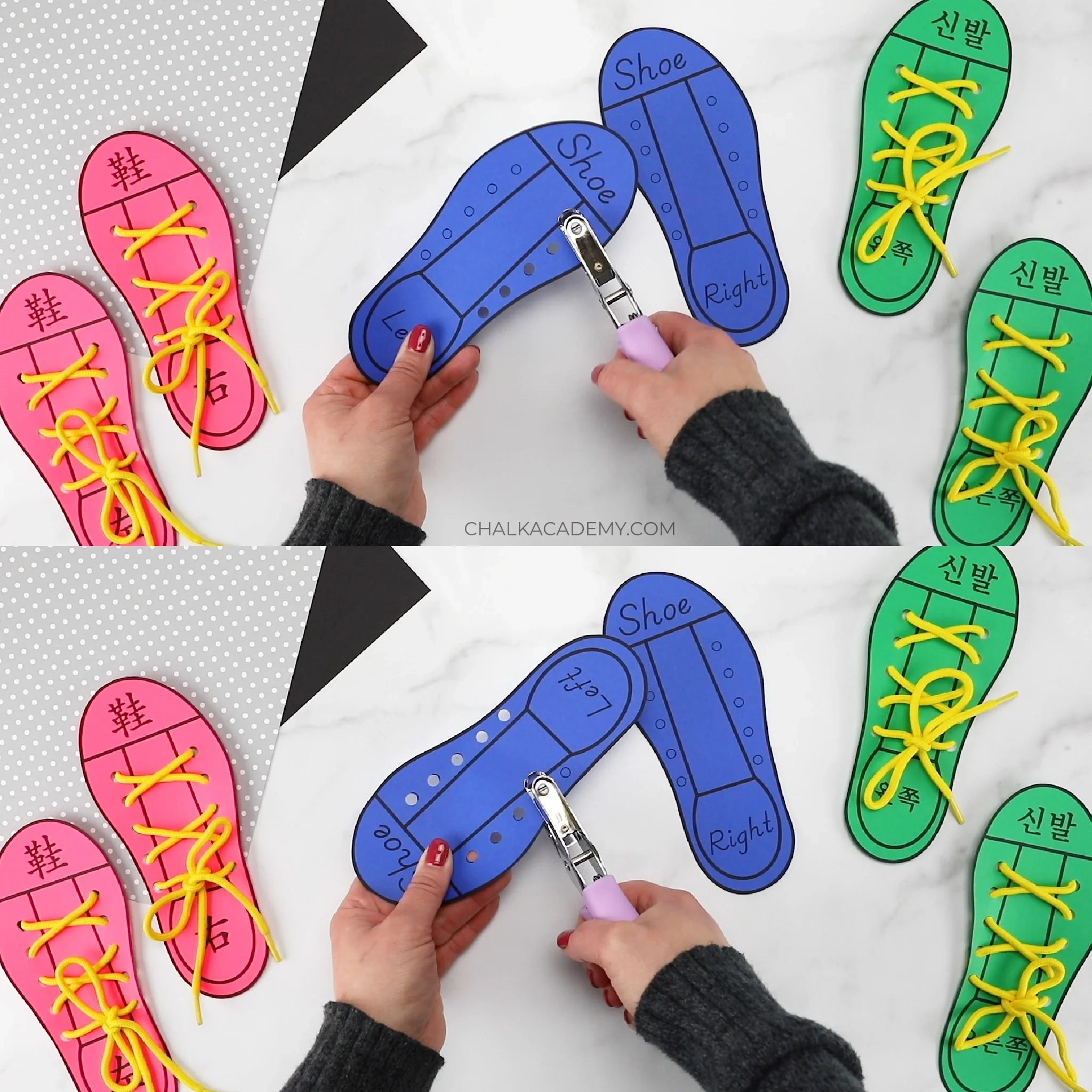 Printable Shoe Tying Practice For Kids English Chinese Korean Chalk Academy