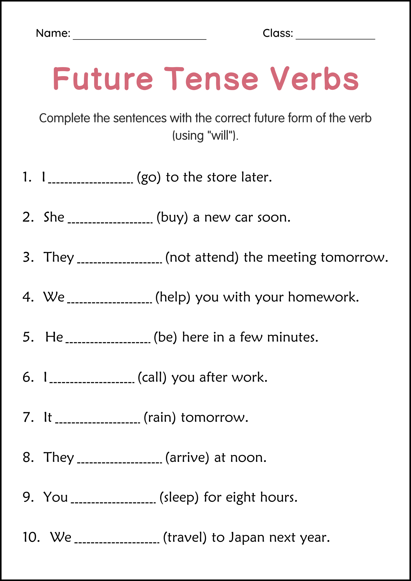 Will Worksheets Printable