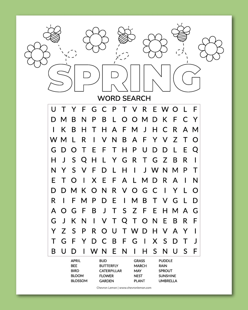 Printable Spring Word Puzzles