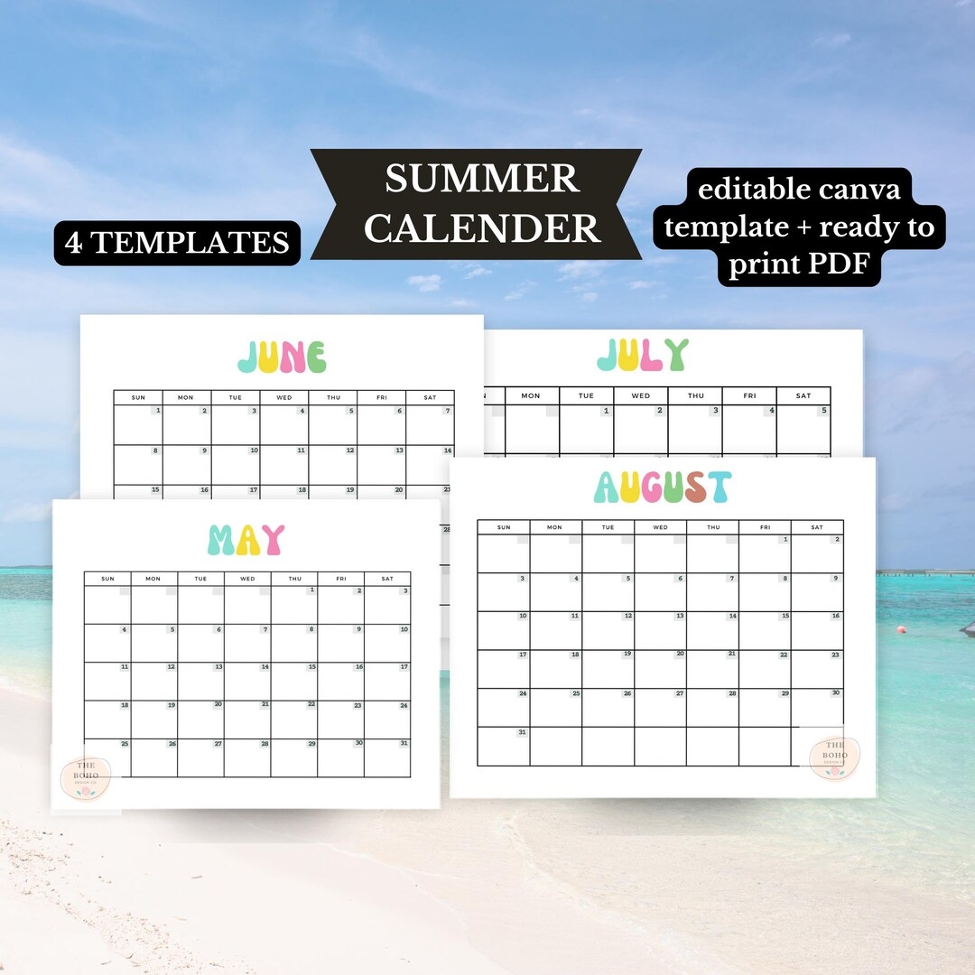 Summer Calendar 2025 Free Printable