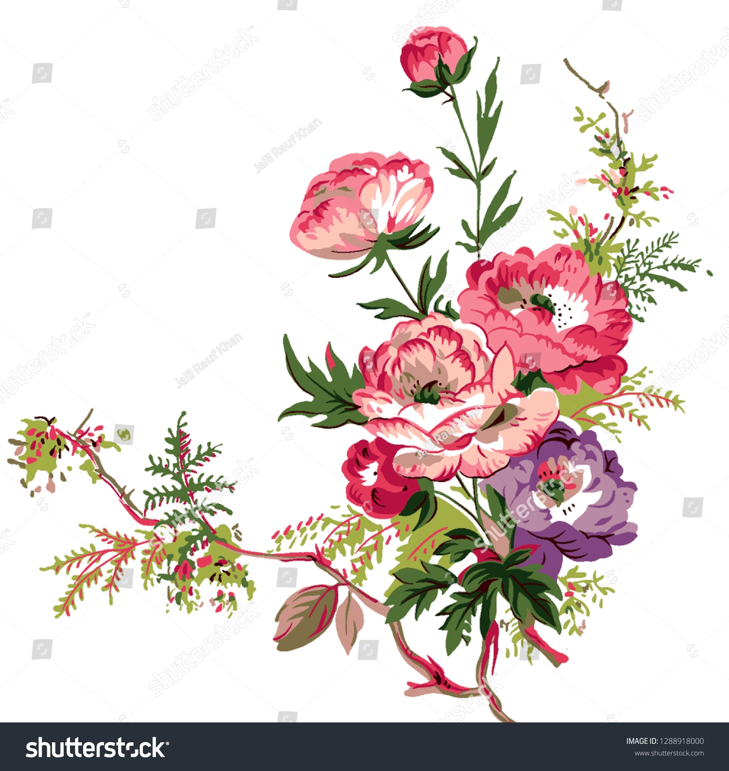 Printable Summer Flowers Textile Digital Design Stock Illustration 1288918000 Shutterstock