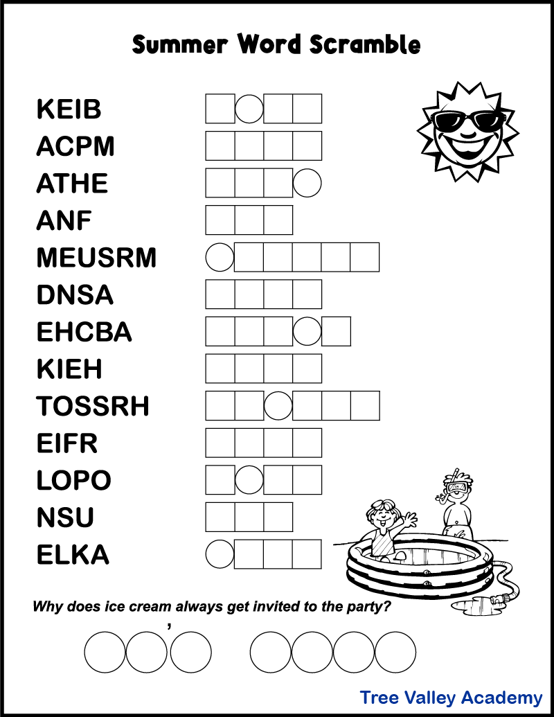Jumble Word Puzzles Printable