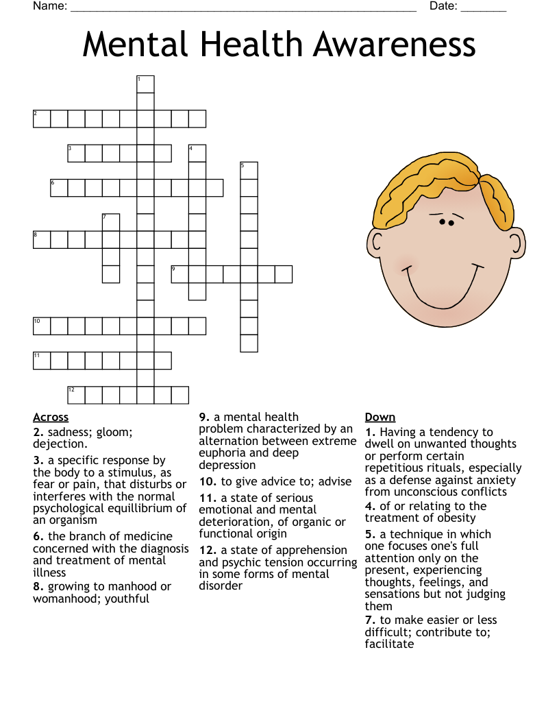 Psychology Crossword Puzzles Printable 5th Grade