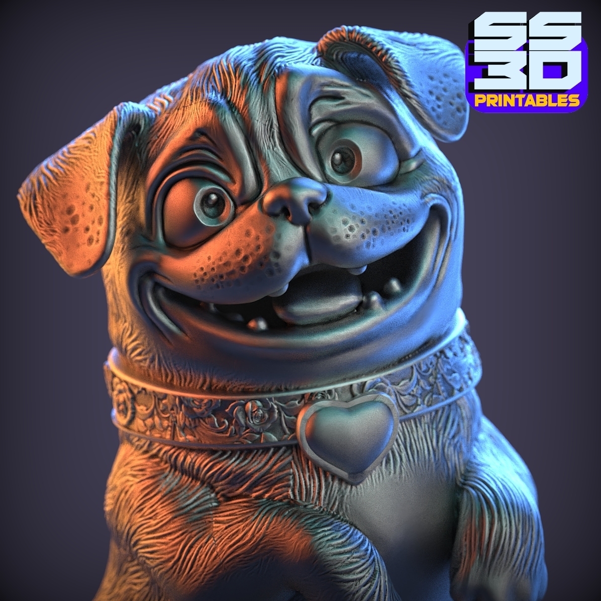  Pug Dog 3D Printable STL File STL File For 3D Printing Cults