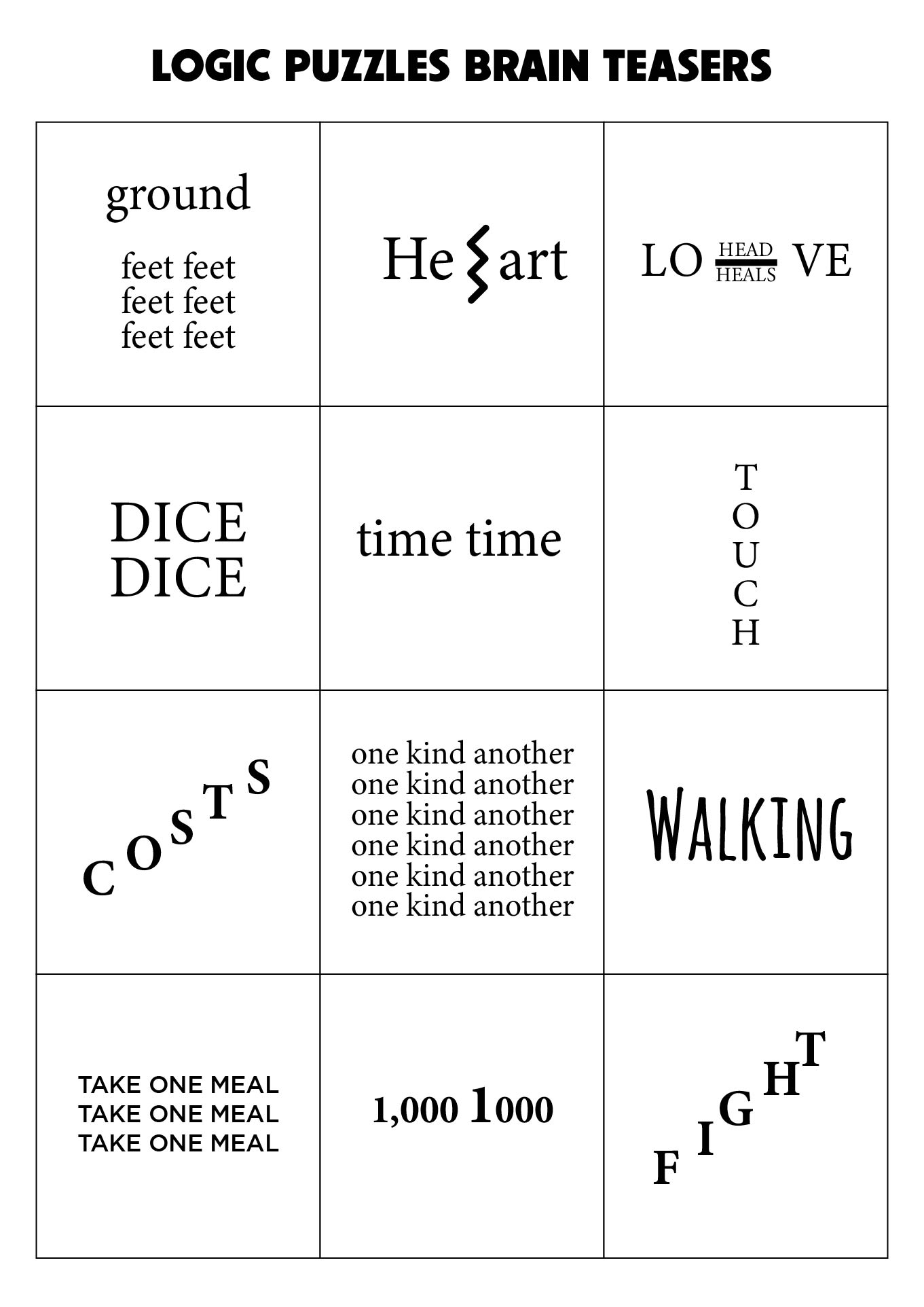 Puzzles Brain Teasers Printable