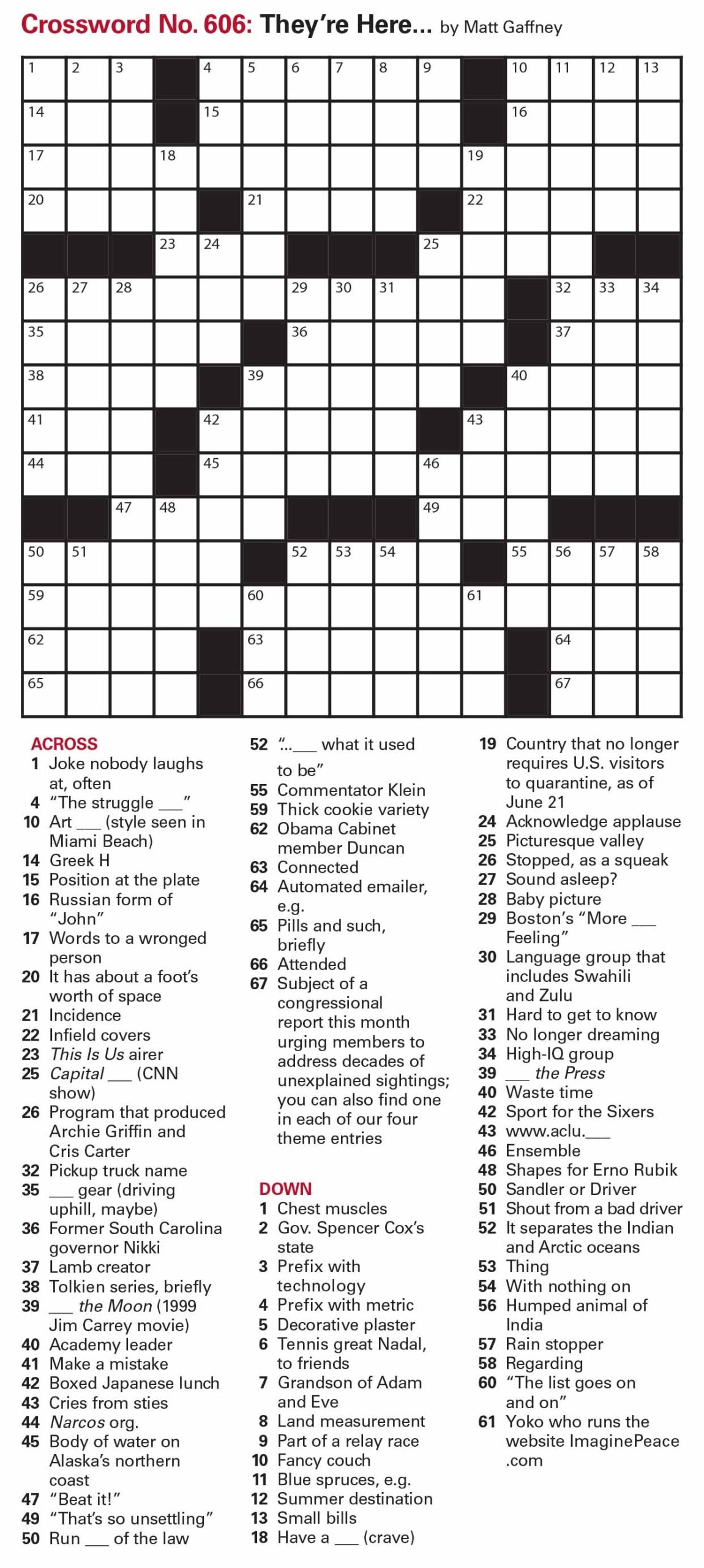 Puzzles Printable Crossword And Sudoku Issue July 2 2021 