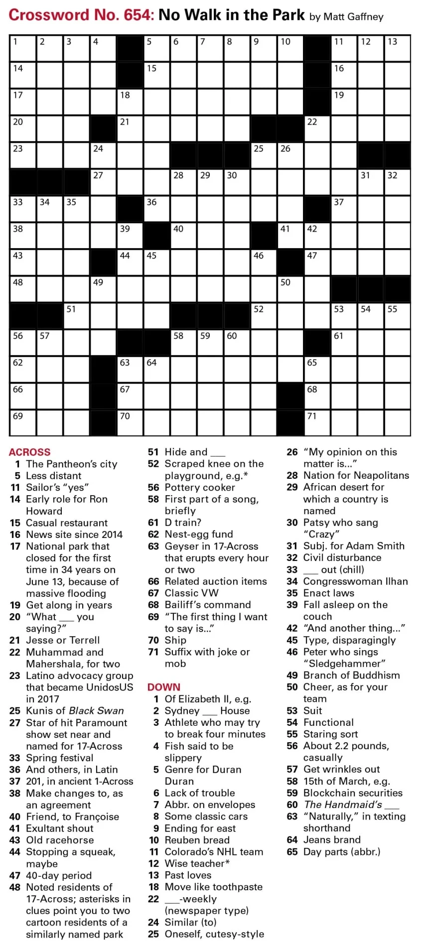 Newspaper Printable Crossword Puzzles