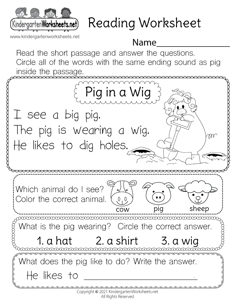 Reading Worksheet For Kids Free Printable Digital amp PDF