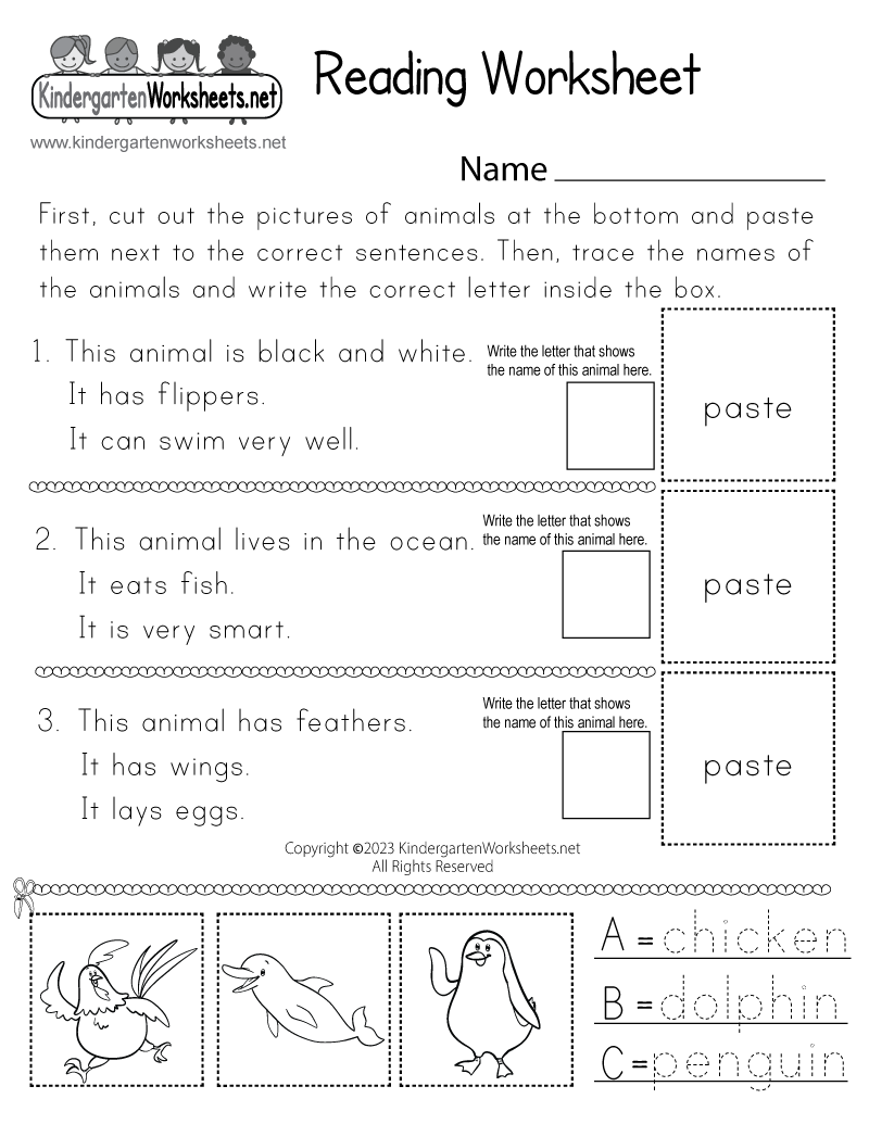 Free Printable Kindergarten Worksheet