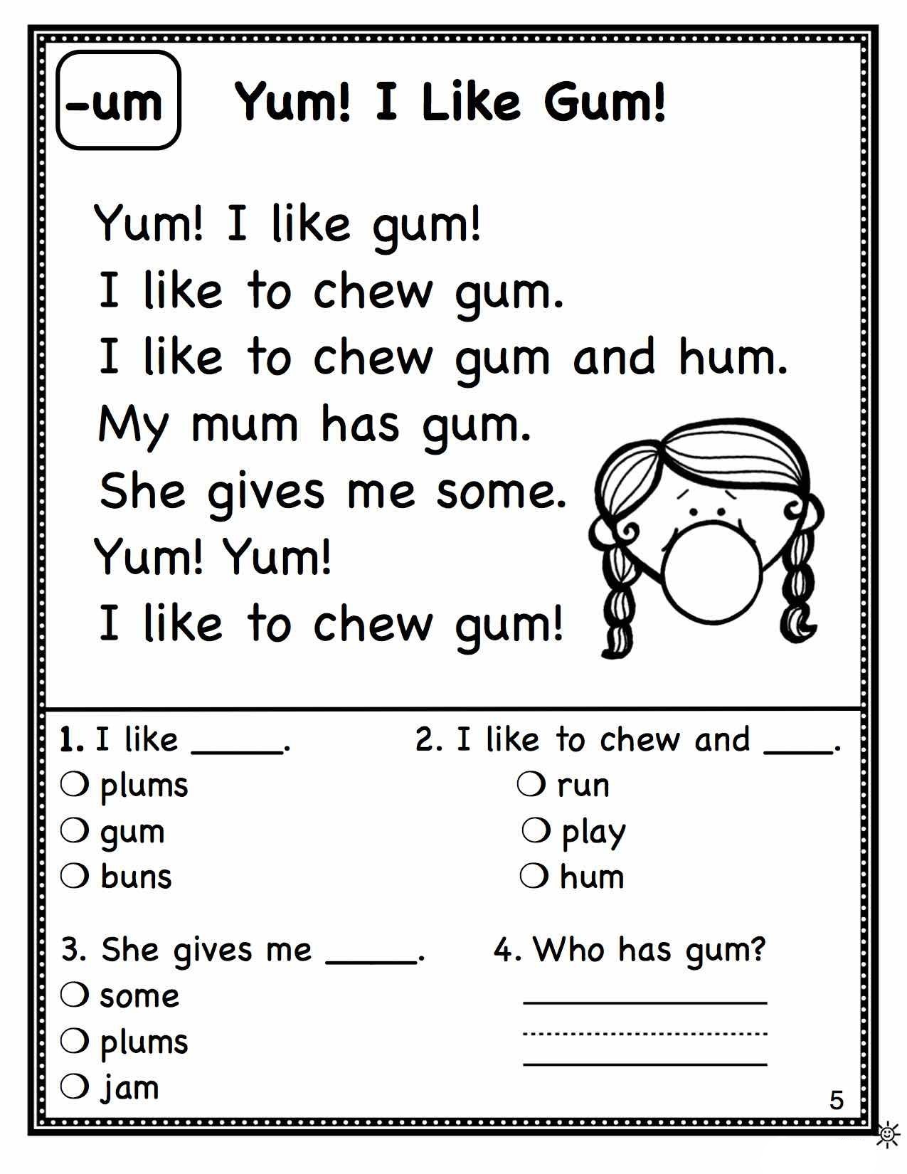 Free Printable Reading Worksheets For 1st Grade