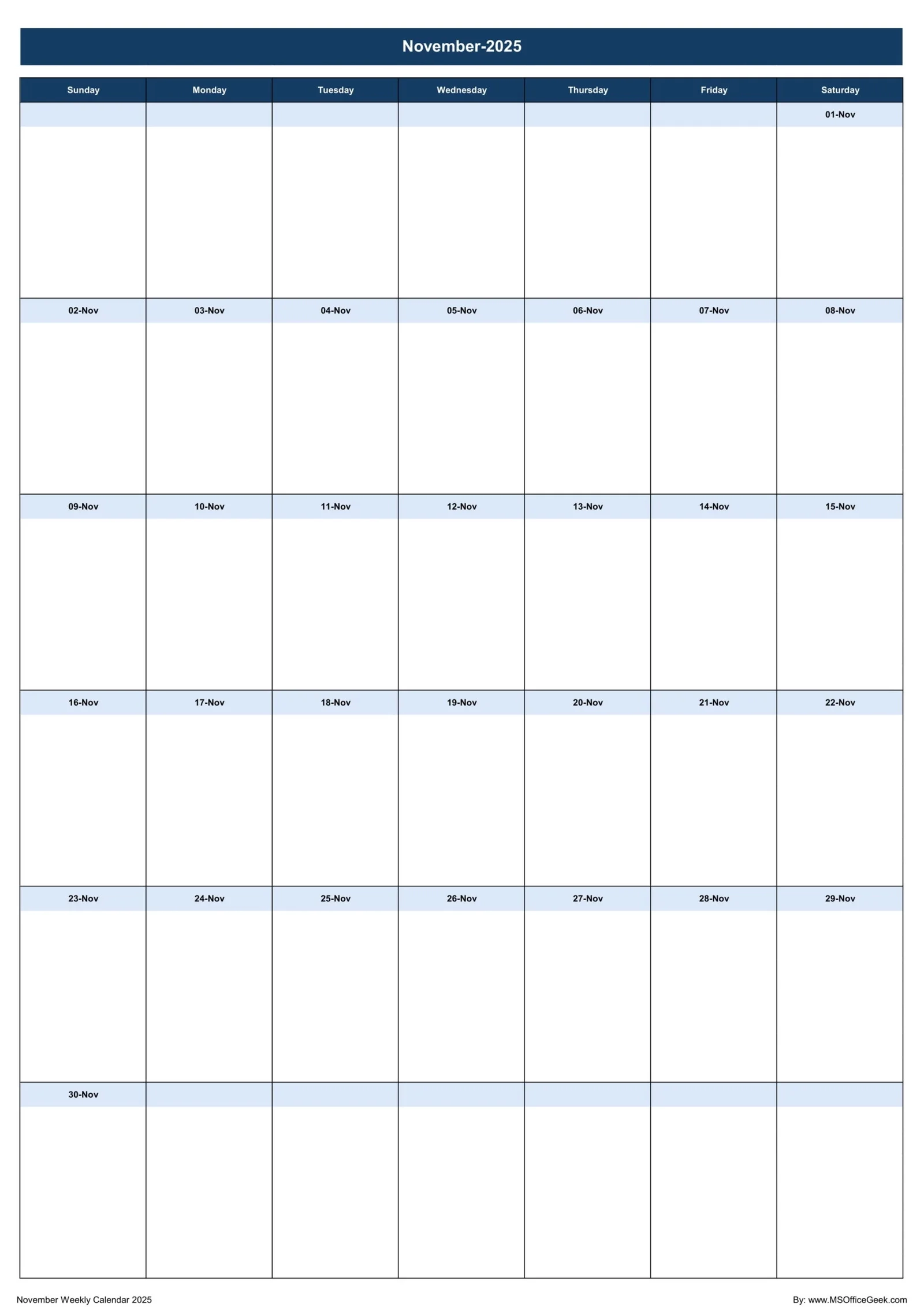 Ready To Use Printable Weekly Calendar 2025 MSOfficeGeek
