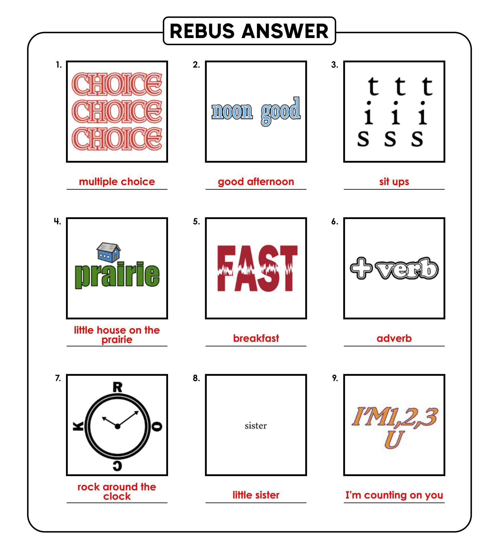 Printable Rebus Puzzles And Answers