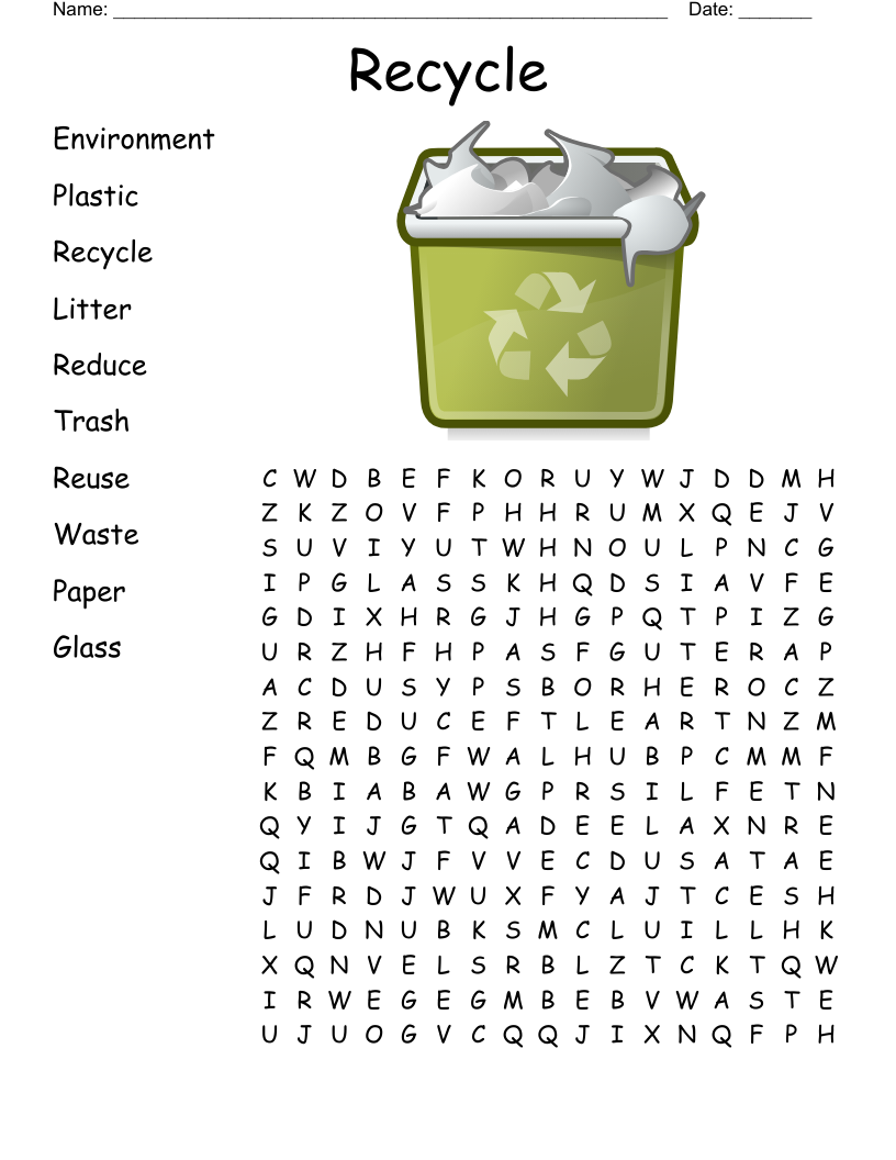 Free Printable Crossword Puzzles Garbage